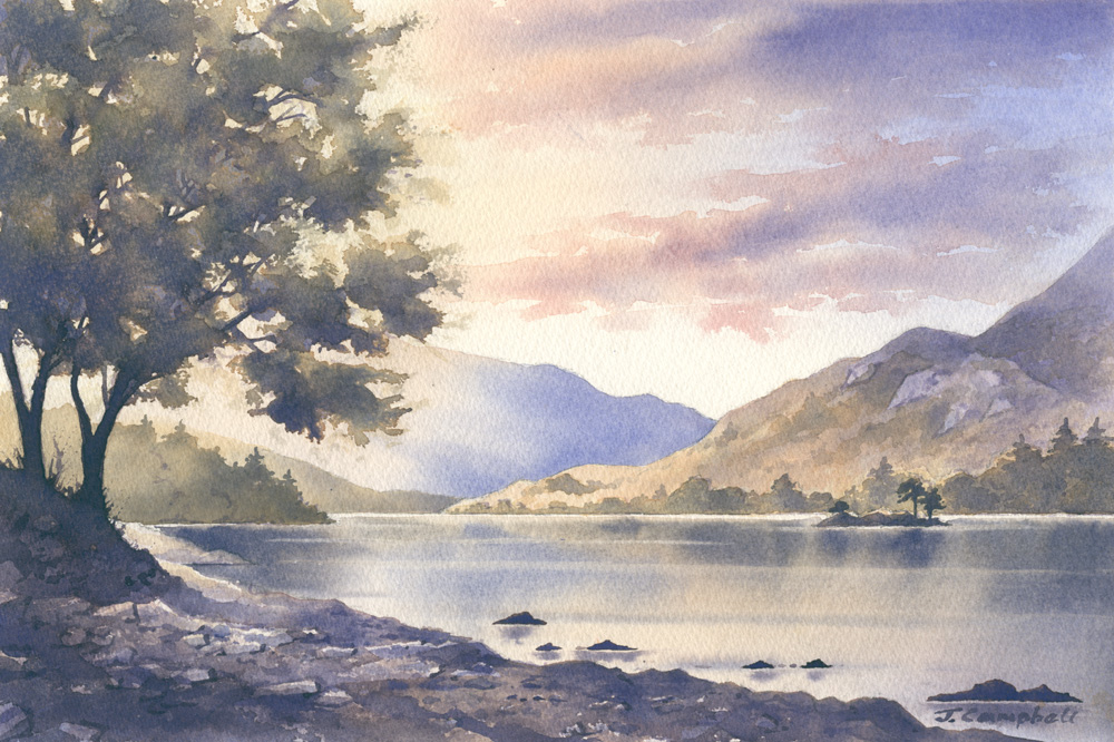 Watercolour painting of Silver Point, Ullswater.
